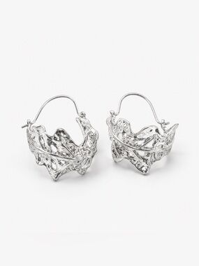 Influence • Silver tone oak leaf earrings